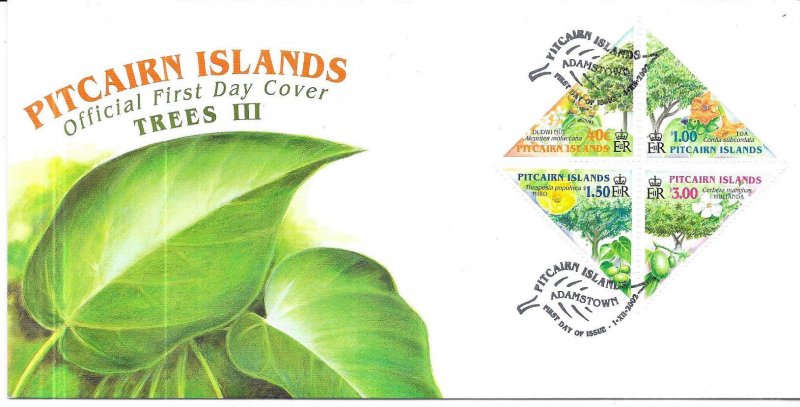 Pitcairn Islands #567-570  Trees III (FDC)  CV $9.50