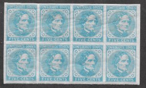 CSA #6 MNH, 5c., Original Gum, Block of 8, Free Insured Shipping