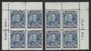 Canada, 1930, Scott #171, 2 Plate Blocks of 4, Plate No. 1, Mint, O.G., H.