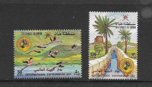 BIRDS - OMAN #300-1 FLAMINGOS MNH