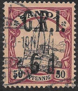 SAMOA SG108 1914 6d ON 50pf BLACK & PURPLE ON BUFF USED