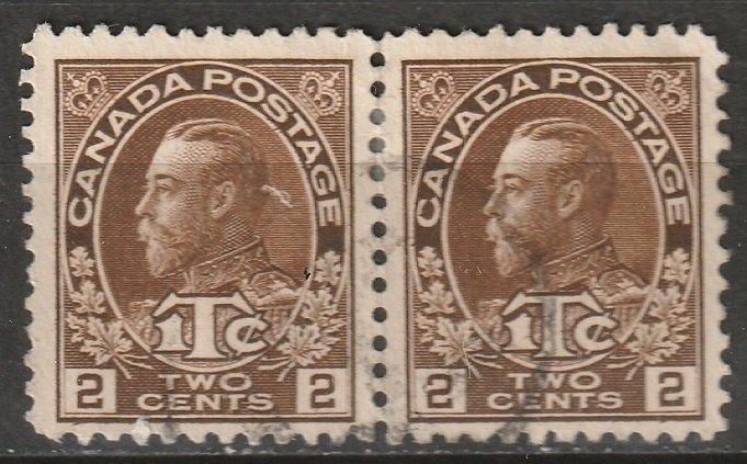 Canada 1916 Sc MR4 war tax pair used die II