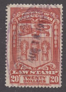 Canada Revenue SL44 Used Saskatchewan Law Stamp