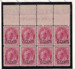 CANADA # 87 VF-MNH PLATE BLOCK OF 8 PERFECTLY CENTERED