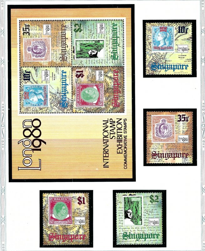 Singapore 349-52a MNH 1980 London Intl Stamp Expo