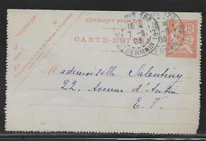 France Postal Stationery Letter Card H&G 28 Used 1903