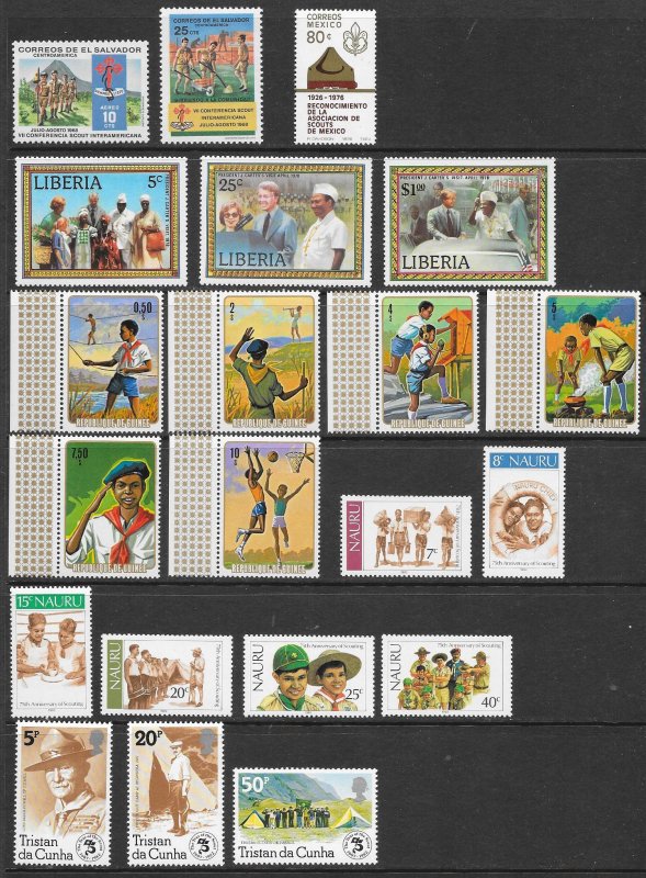 WORLDWIDE Scouting Collection (245) All Mint Never Hinged Sets & Singles