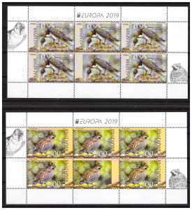 BULGARIA 2019  EUROPA /BIRDS set of 2 miniature sheets  MNH