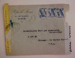 ALGERIA  1943 RED CROSS TO USA 2 DIFF.  CENSORS