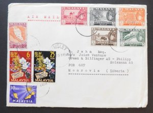 1963 Ringlet Malaya Malaysia Cover to Monrovia Liberia with Christmas Card