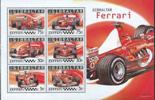 Gibraltar Scott #998a Ferrari - Sheet of 6 - MNH