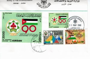 Jordan 2000 Sc 1694-6 +1697 souvenir sheet FDC