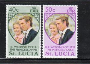 ST. LUCIA #349-350  1973 WEDDING OF PRINCESS ANNE  MINT VF LH O.G