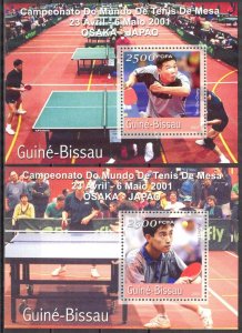 Guinea Bissau 2001 Table Tennis world Championship Osaka Japan 2 S/S MNH