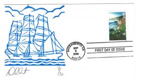 3438 California Statehood, David Curtis, Ship (blue) FDC