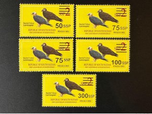 2017 South Sudan Mi. 10 / 13 I+II / 16 / 21 bearded birds elbow overloaded-