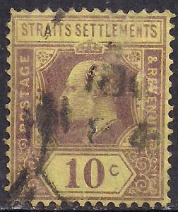 Straits Settlements 1906 - 12 KEV11 10ct Purple Yellow SG 159 ( L510 )