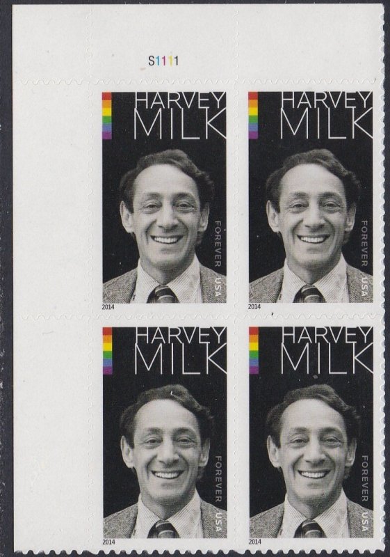 4906 Harvey Milk Plate Block MNH