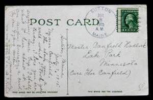 US ERROR/EFO Stamp Sc# 424 Large Misperf. CDS Sutton Maine Jul 8, 1915