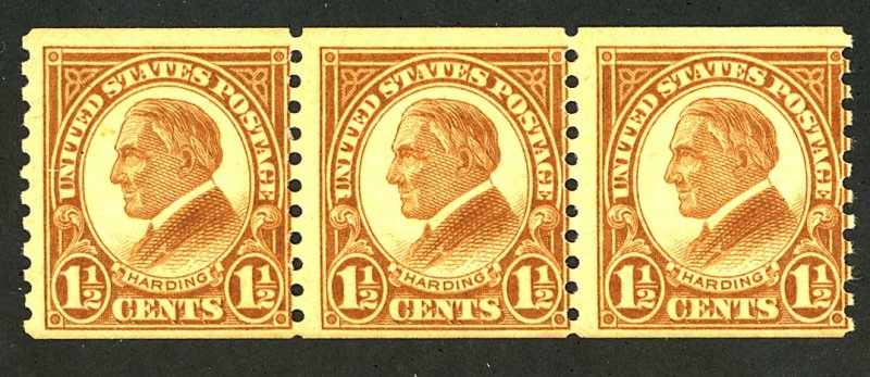 U.S. #598 MINT STRIP OF 3 OG NH