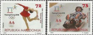 Macedonia 2018 Winter Olympic games in PyeongChang Olympics set of 2 stamps MNH