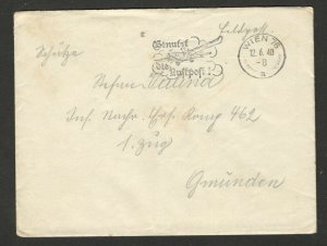 AUSTRIA - METER , PLANE  FELDPOST LETTER - 1940.