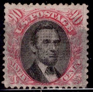US Stamp #122 90c Lincoln USED SCV $1800. Nice Balance.