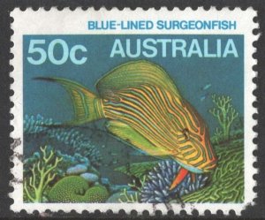 Australia SC#912 50¢ Sea Life: Blue-lined Surgeonfish (1984) Used/Fault