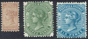 SOUTH AUSTRALIA 1883 QV ½D 3D AND 6D PERF 13