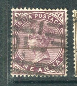 INDIA; 1890s early classic QV issue fine used 1a. value,