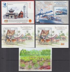 Malaysia Sc 973a//1040 MNH. 2004-2005 Souvenir Sheets, 10 different, VF