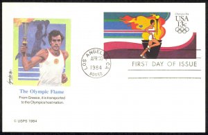 USA UX102 Fleetwood FDC Post Card (a) Los Angeles,CA 1984 4.30 13c Olympic Torch