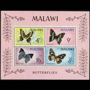 MALAWI 1966 - Scott# 40a S/S Butterflies NH