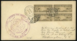 Graf Zeppelin LZ-127 First Round the World Flight 1929 Airmail Cover Los Angeles