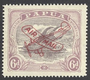 Papua New Guinea Sc# C3a MNH yellowish paper 1930 6p overprints Air Post