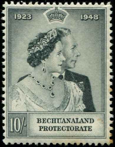 Bechuanaland SC# 148 25th Wedding Anniv. 10sh MH toned perfs on back