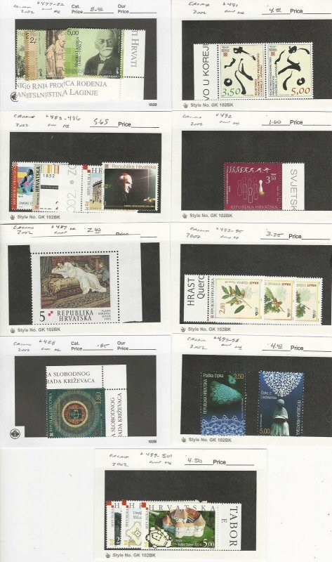 Croatia Postage Stamps, #477//501 Mint NH, 2002, JFZ