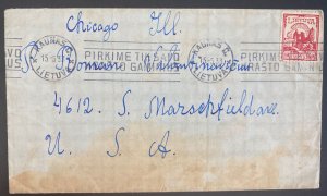 1933 Kaunas Lithuania Slogan Cancel Cover To Chicago IL Usa