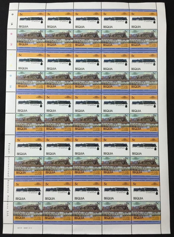 ST Vincent Bequia Trains Locomotives Sheets x 8 MNH (400 Stamps) BLK22 