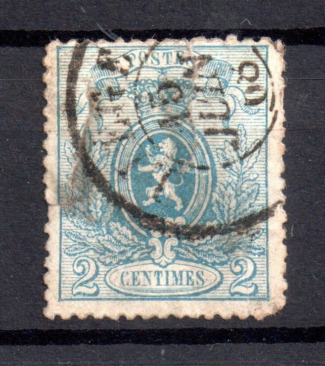 Belgium 1866 2c blue Lion fine used SG44 WS16814