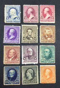 US STAMPS #219-229,219D MINT OG 2H(3c,15c)/NG LOT #99339