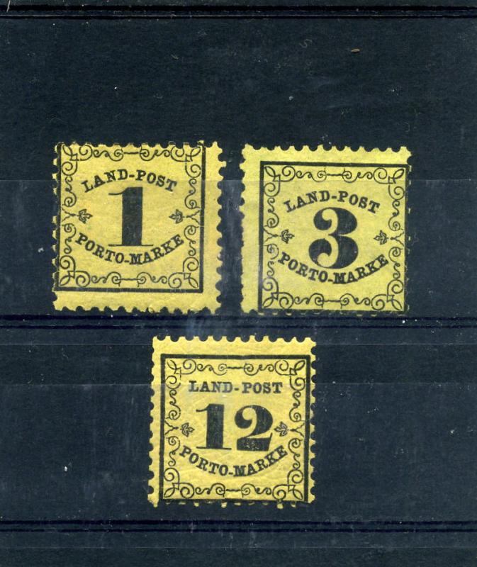 Baden Rural Postage Due - 1862 - Sc# LJ1 - LJ3