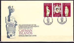 Cayman Is., Scott cat. 404 A-E. Coronation issue. First Day Cover. ^