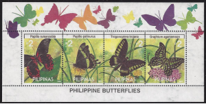 Philippines #2238a-d, mint sheet of 4, butterflies 