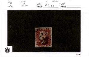 Great Britain, Postage Stamp, #3 Used, 1841 Queen Victoria (AC)