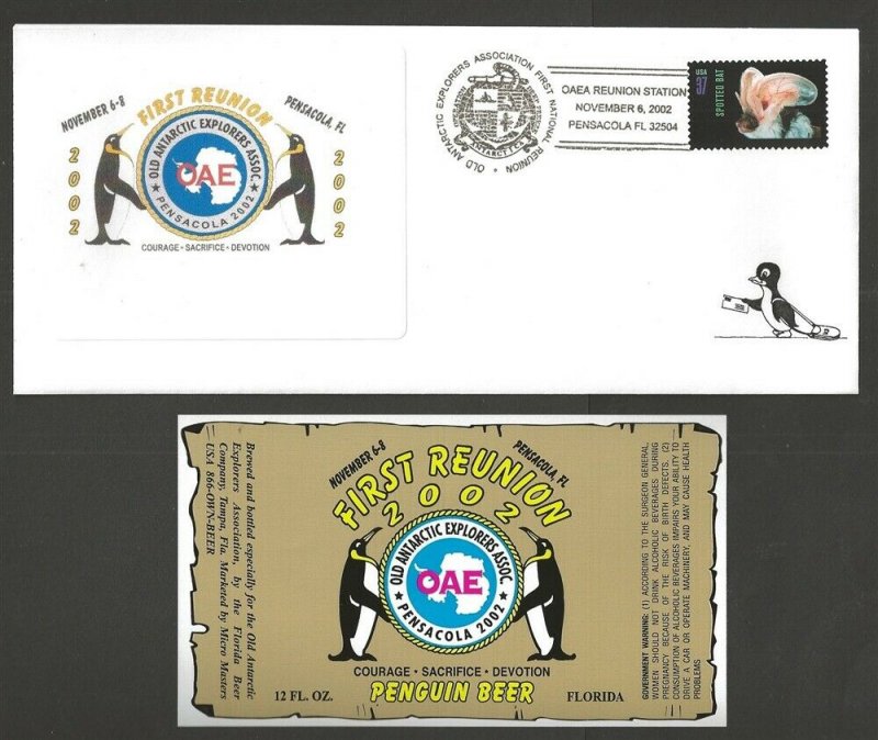 2002 Old Antarctic Explorers First Reunion Pensacola Penguin beer polar