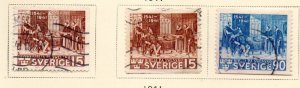 Sweden Sc 316-318 1941 Swedish Bible Anniversary stamp set used