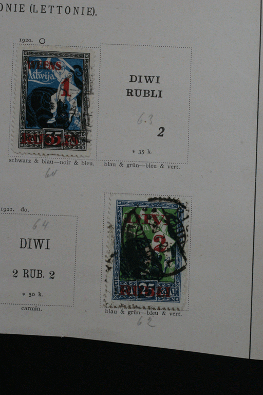 56 Latvian Stamps Assortment on Album Page Pieces