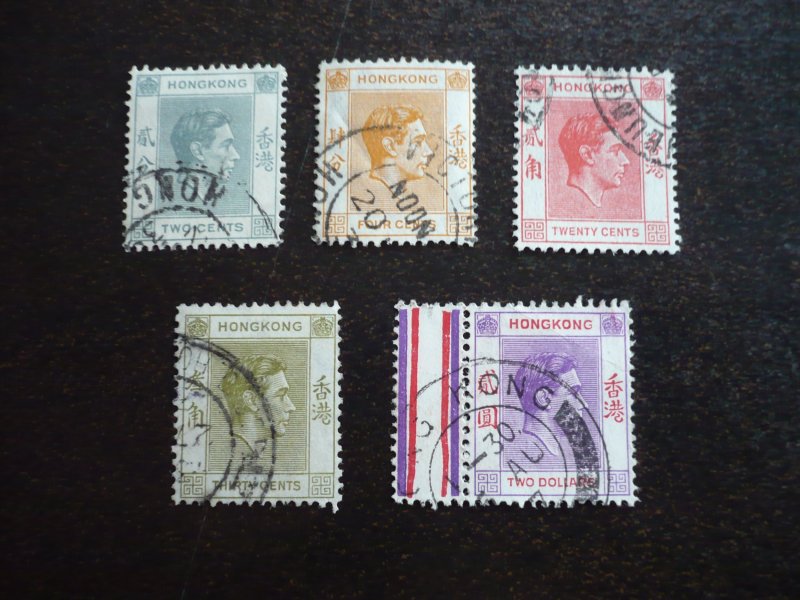 Stamps - Hong Kong - Scott# 155,156,159b,161,164a - Used Part Set of 5 Stamps