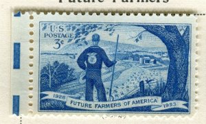 USA; 1953 early Commemorative Series Mint hinged 3c. value, Farmers